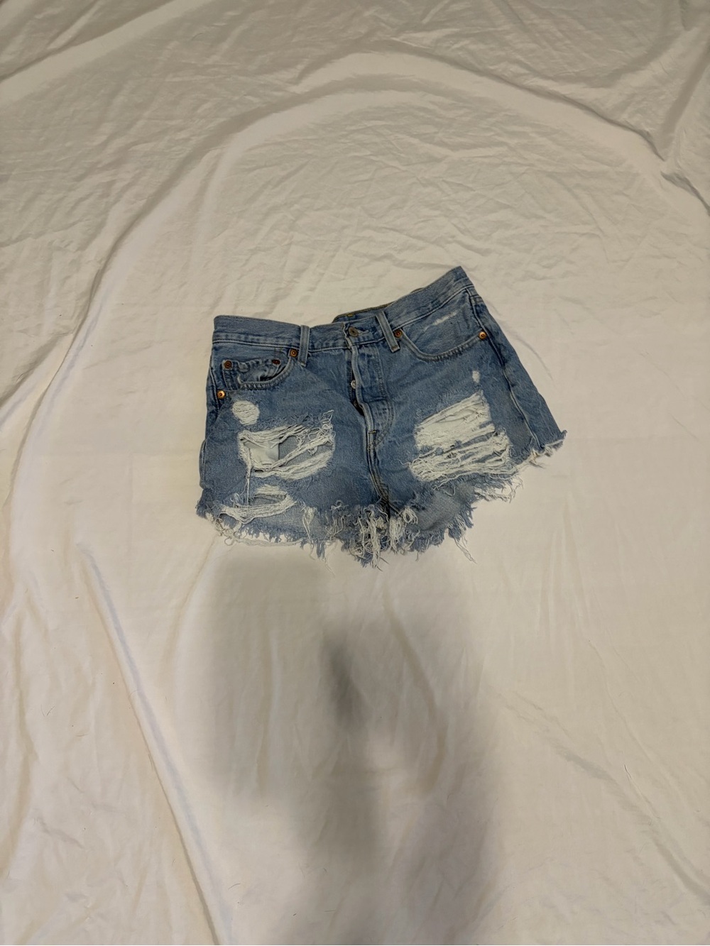 Levi's Light Blue Distressed Denim Cutoff Shorts